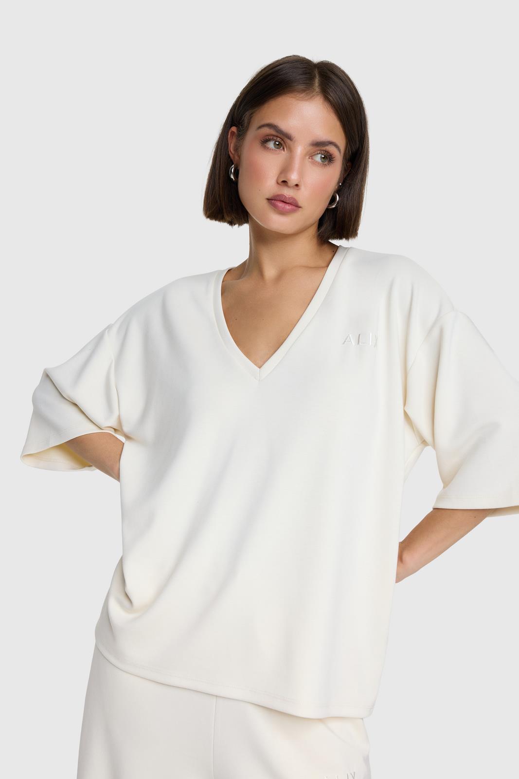 Knitted Scuba V-Neck Top