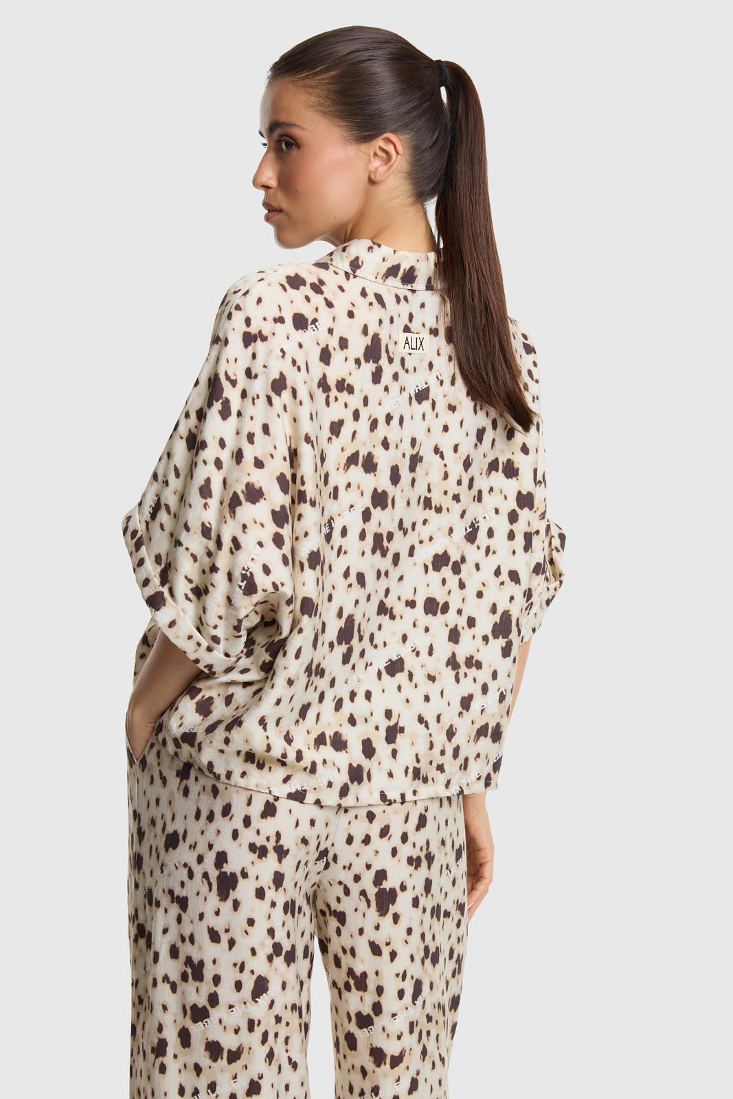 Woven Animal Oversized Blouse