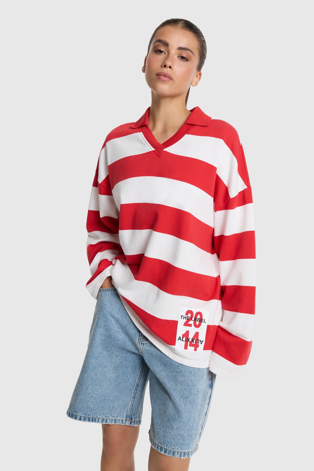 Knitted Block Stripe Polo Sweater
