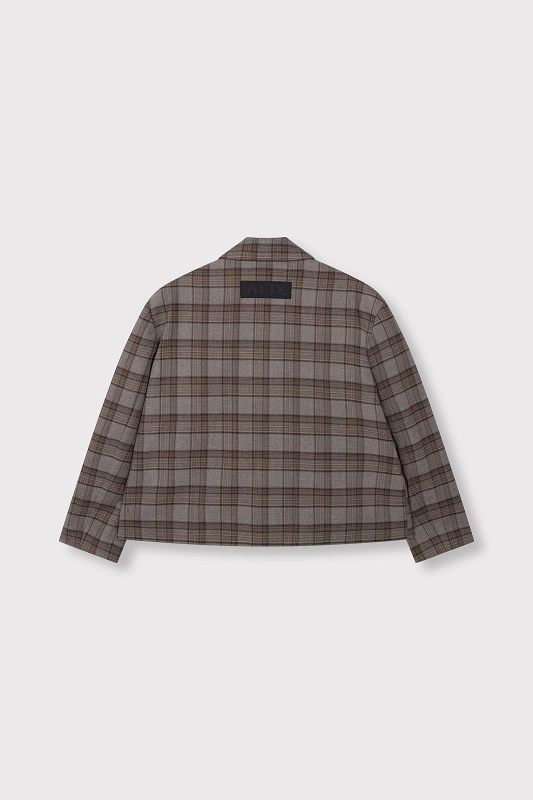 Woven Cropped Check Blazer