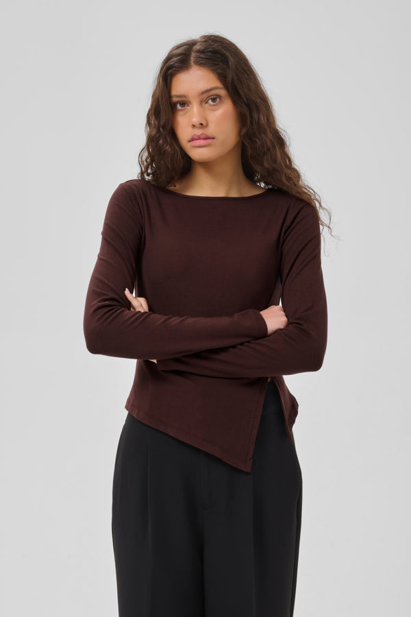 Blouse L/S Dark Brown