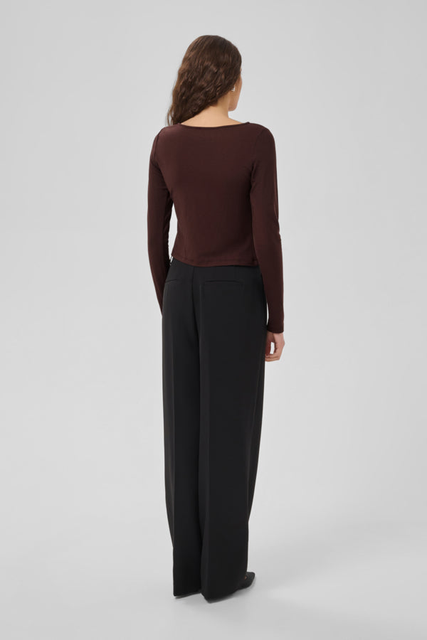 Blouse L/S Dark Brown