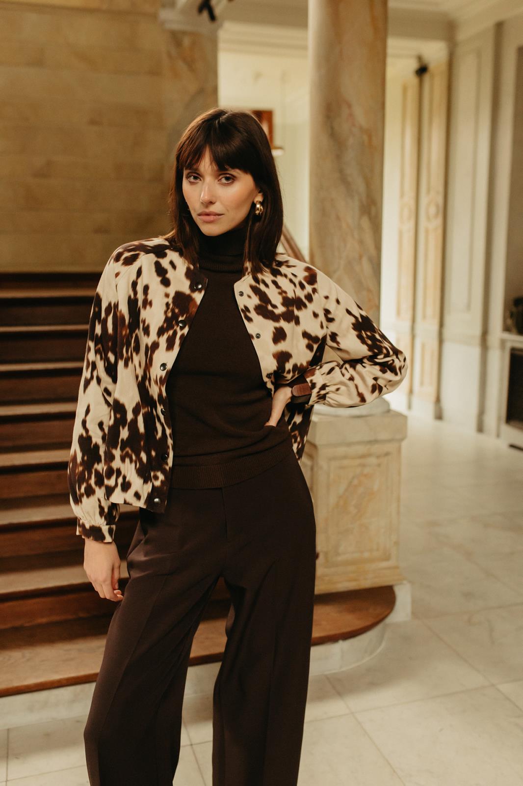 VEST LM PRINT BRUIN/ECRU