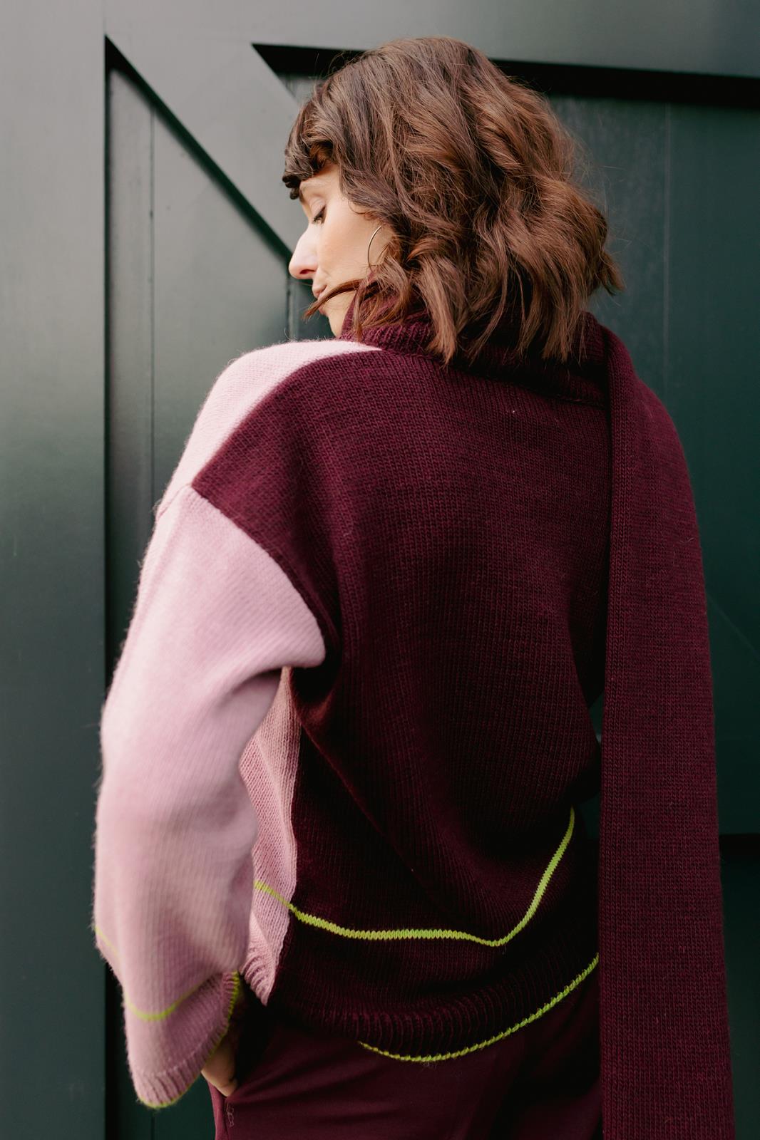 PULL LM BICOL BORDEAUX/ROZE