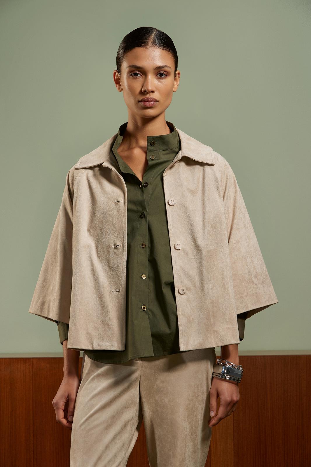 VEST 3/4M IN GREIGE
