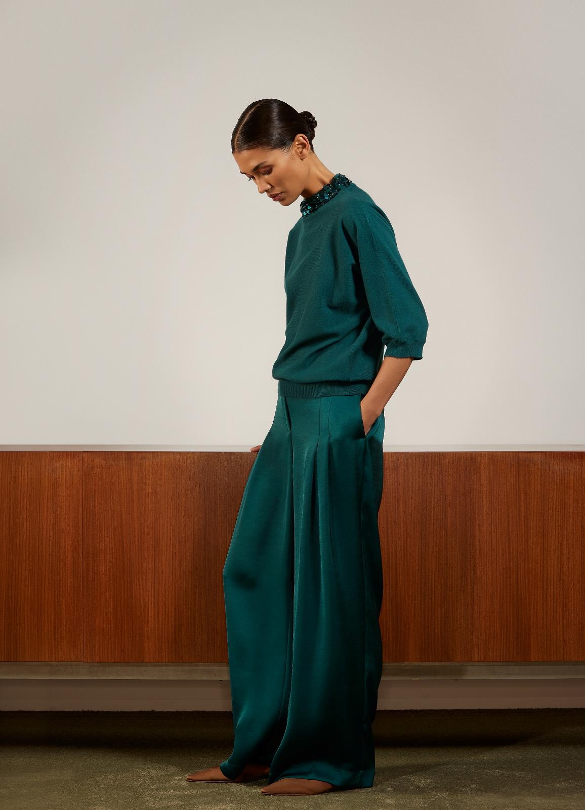 PULL 3/4 UNI+APPLI DGROEN