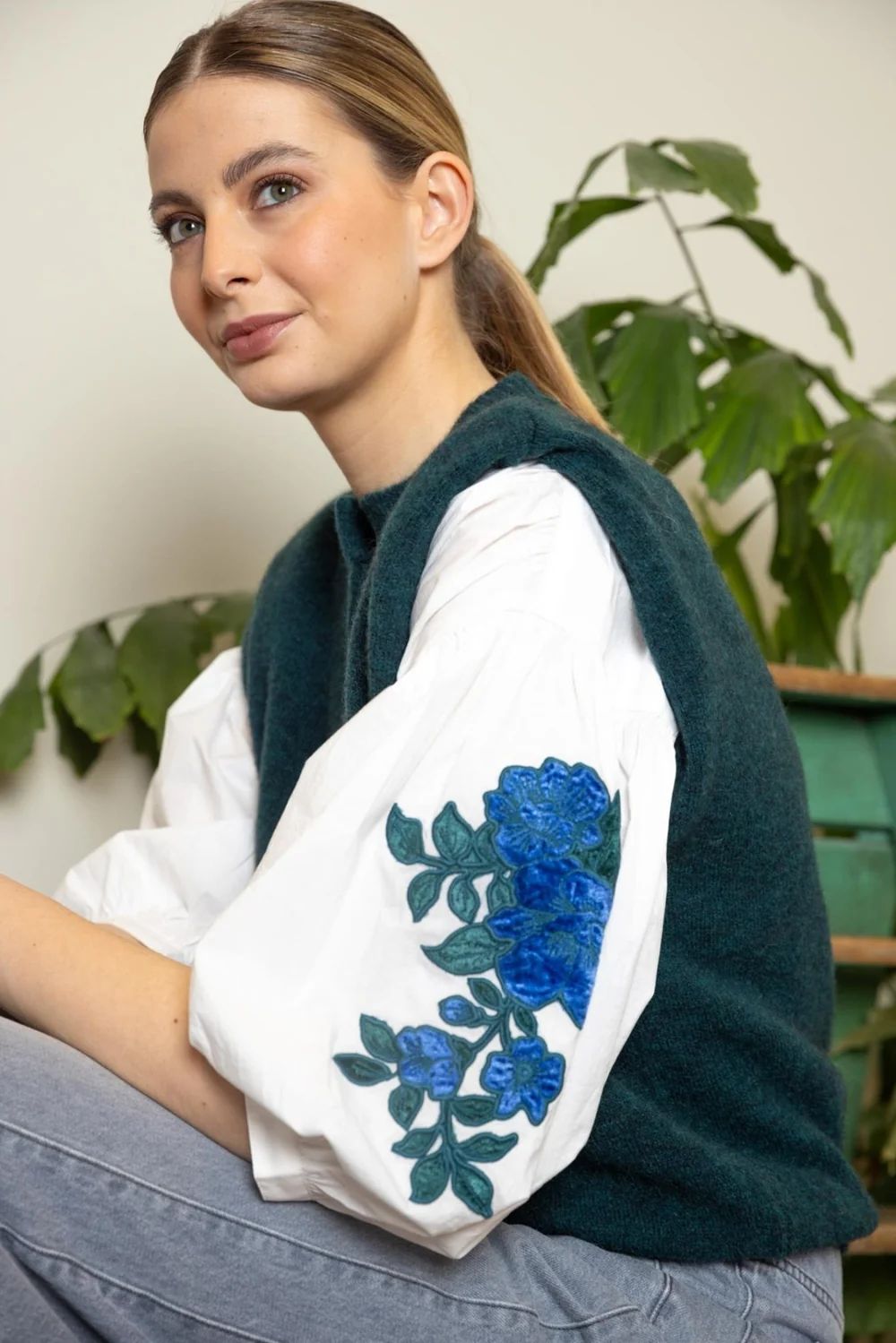 LADIES BLOUSE PETROL