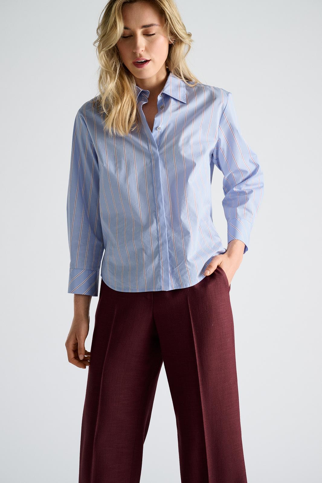 BLOUSE LS-*-STRIPE-BLUE LIGHT