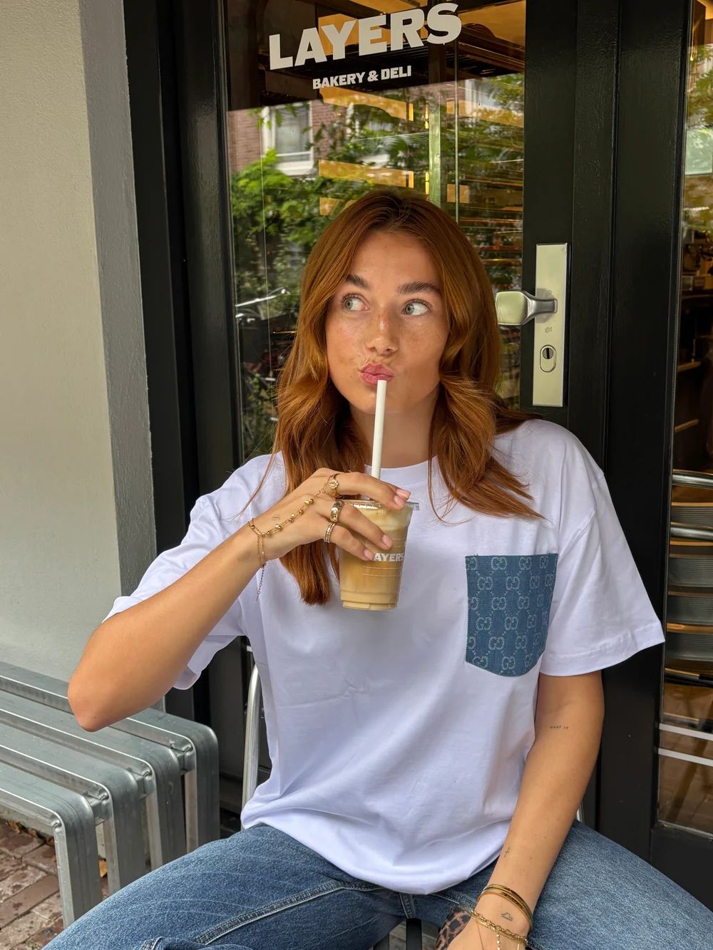 T-SHIRT KM WIT/GUCCI DENIM