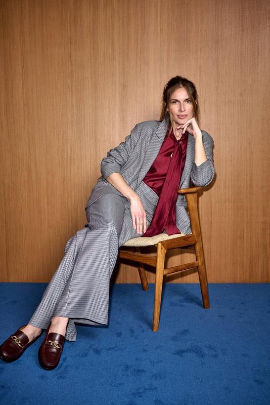 PANTS DRESSED L-*-CHECK-BLUE