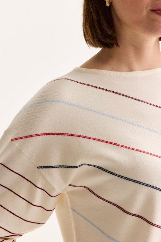 PULL LS-ON-UNI+STRIPE-OFF-WHITE