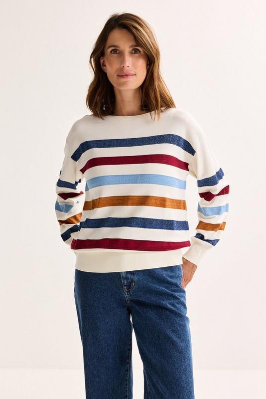 PULL LS-ON-UNI+STRIPE-OFF-WHITE