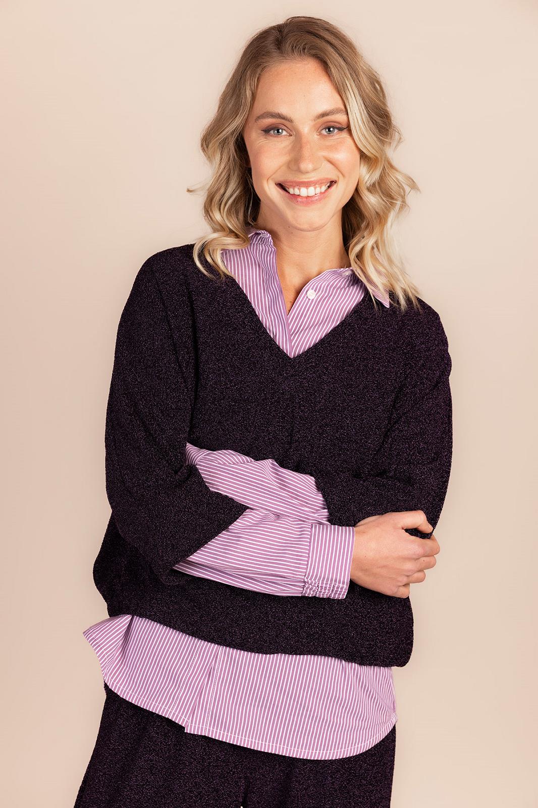 BLOUSE 3/4S-*-UNI-PURPLE