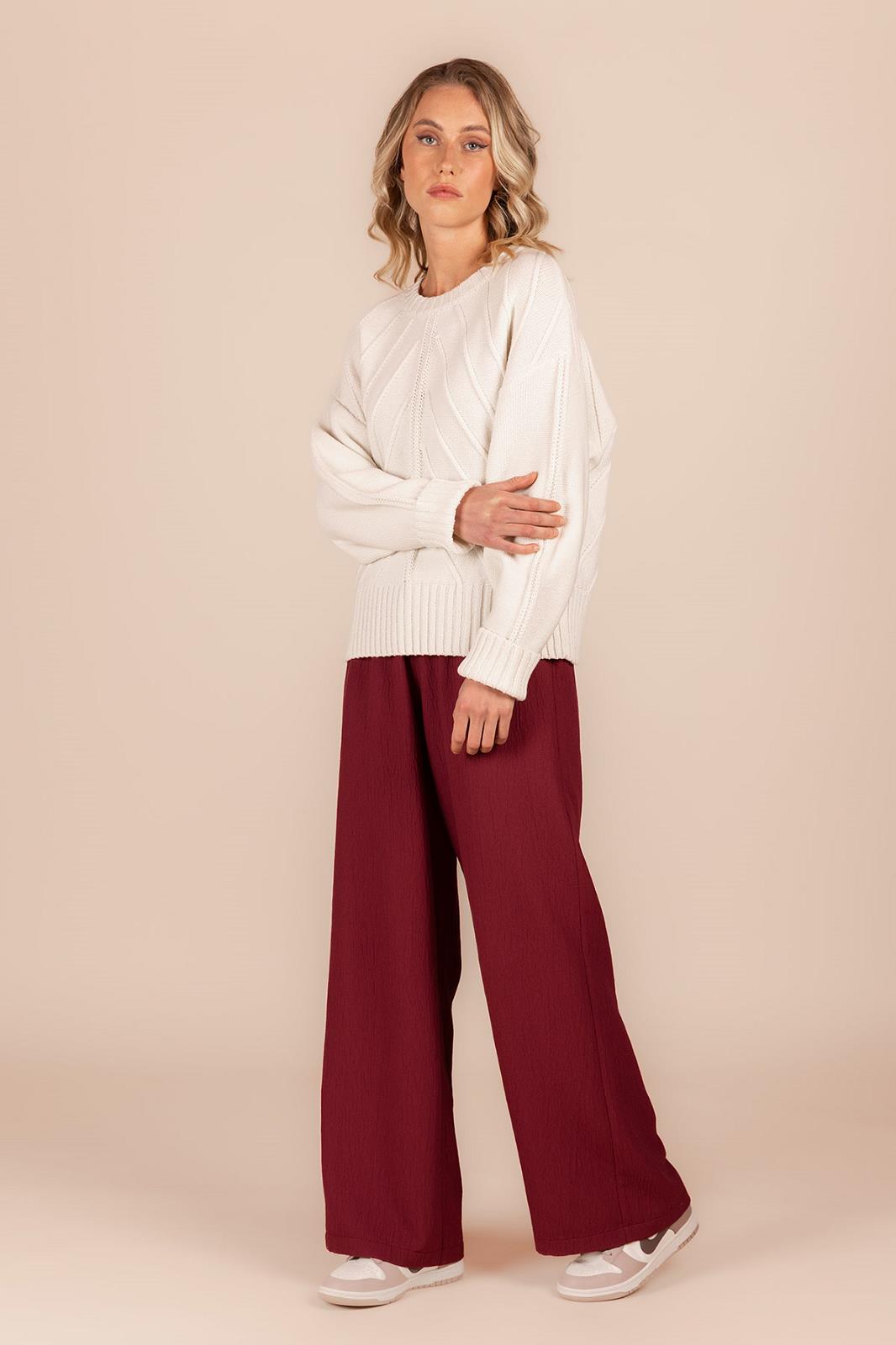 PANTS DRESSED L-*-UNI-AUBERGINE