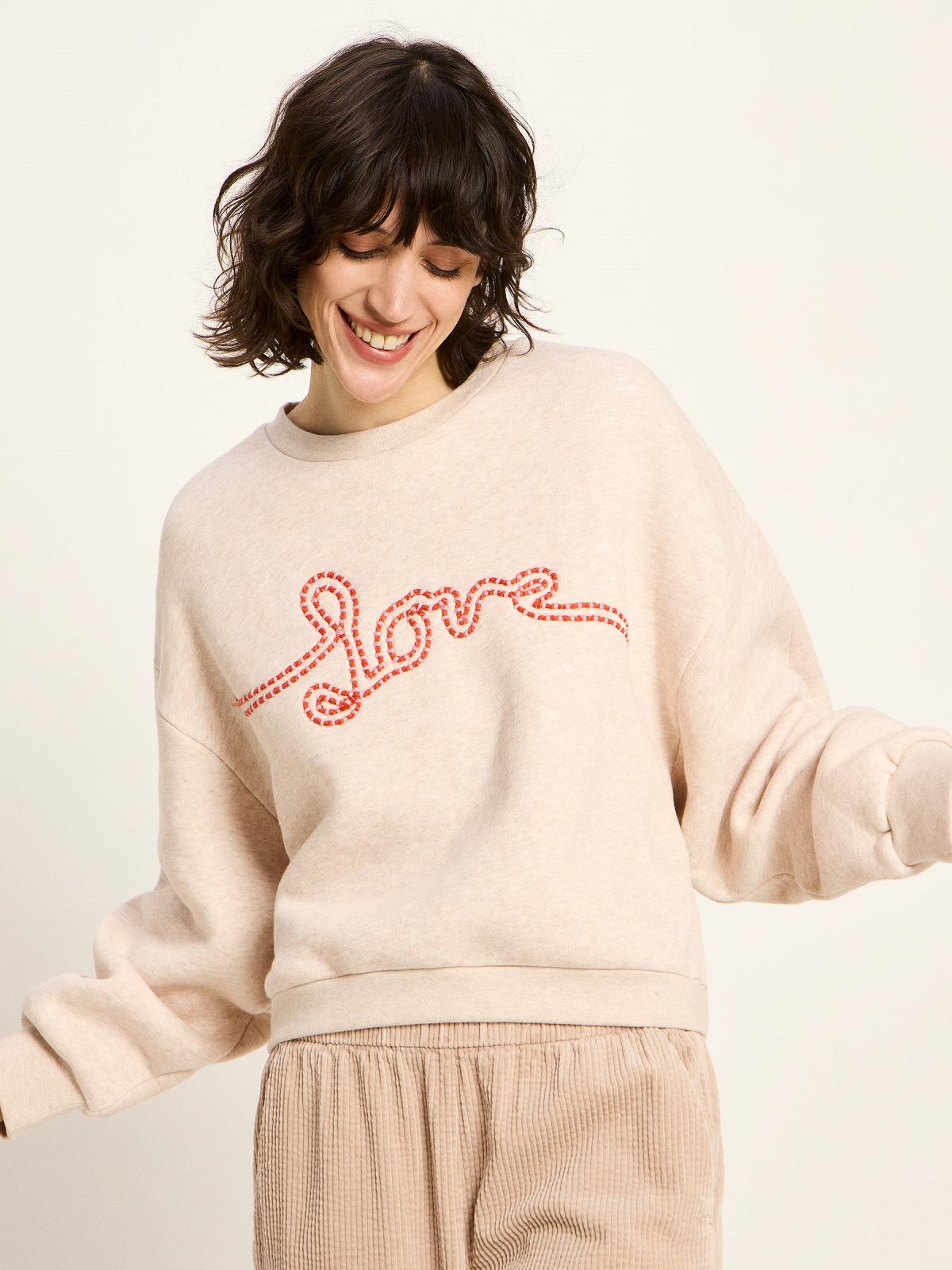 SWEATER LS-ON-UNI+APPLI-BEIGE LIGHT