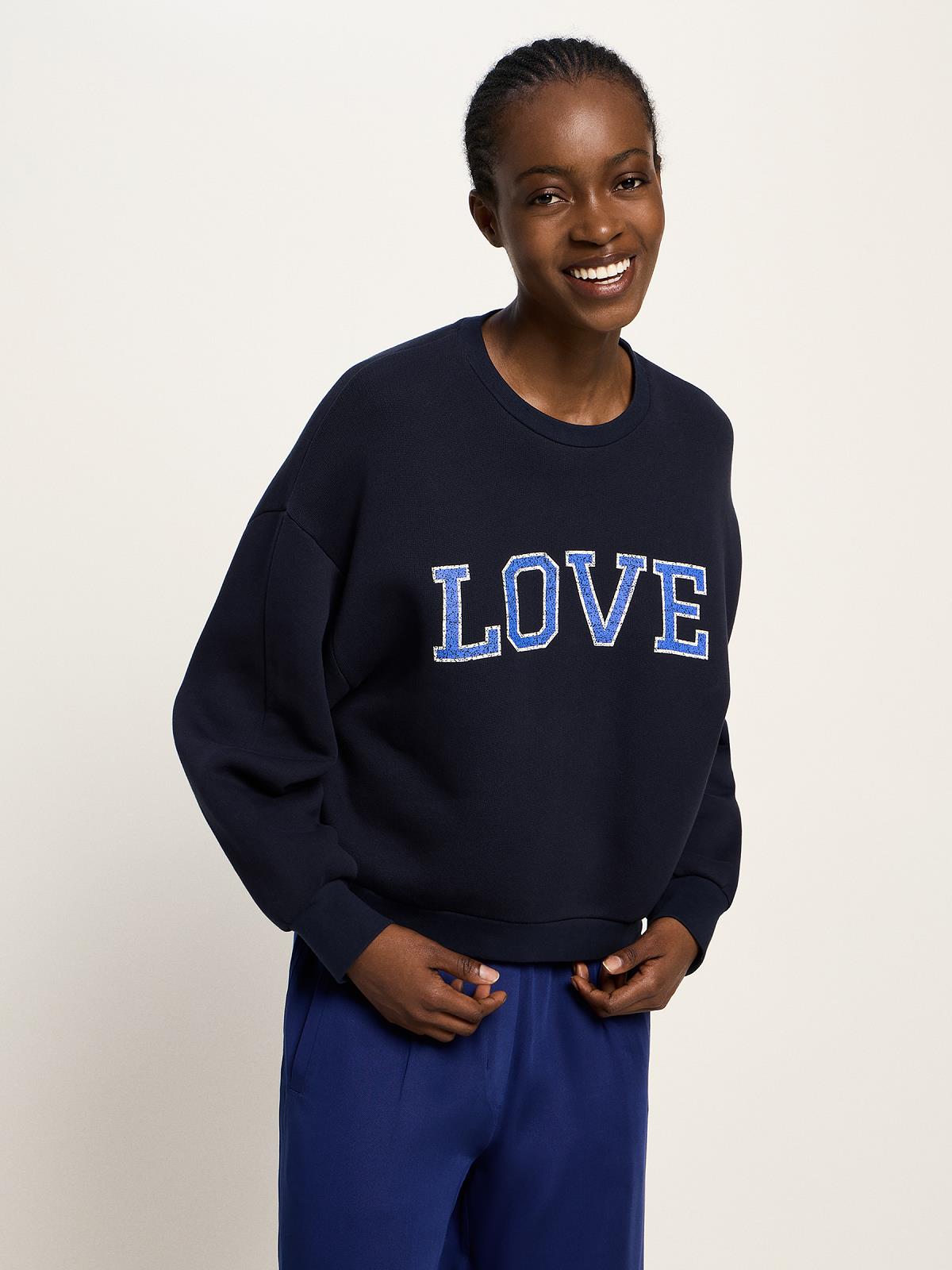 SWEATER LS-ON-UNI+APPLI-BLUE DARK (NAVY)