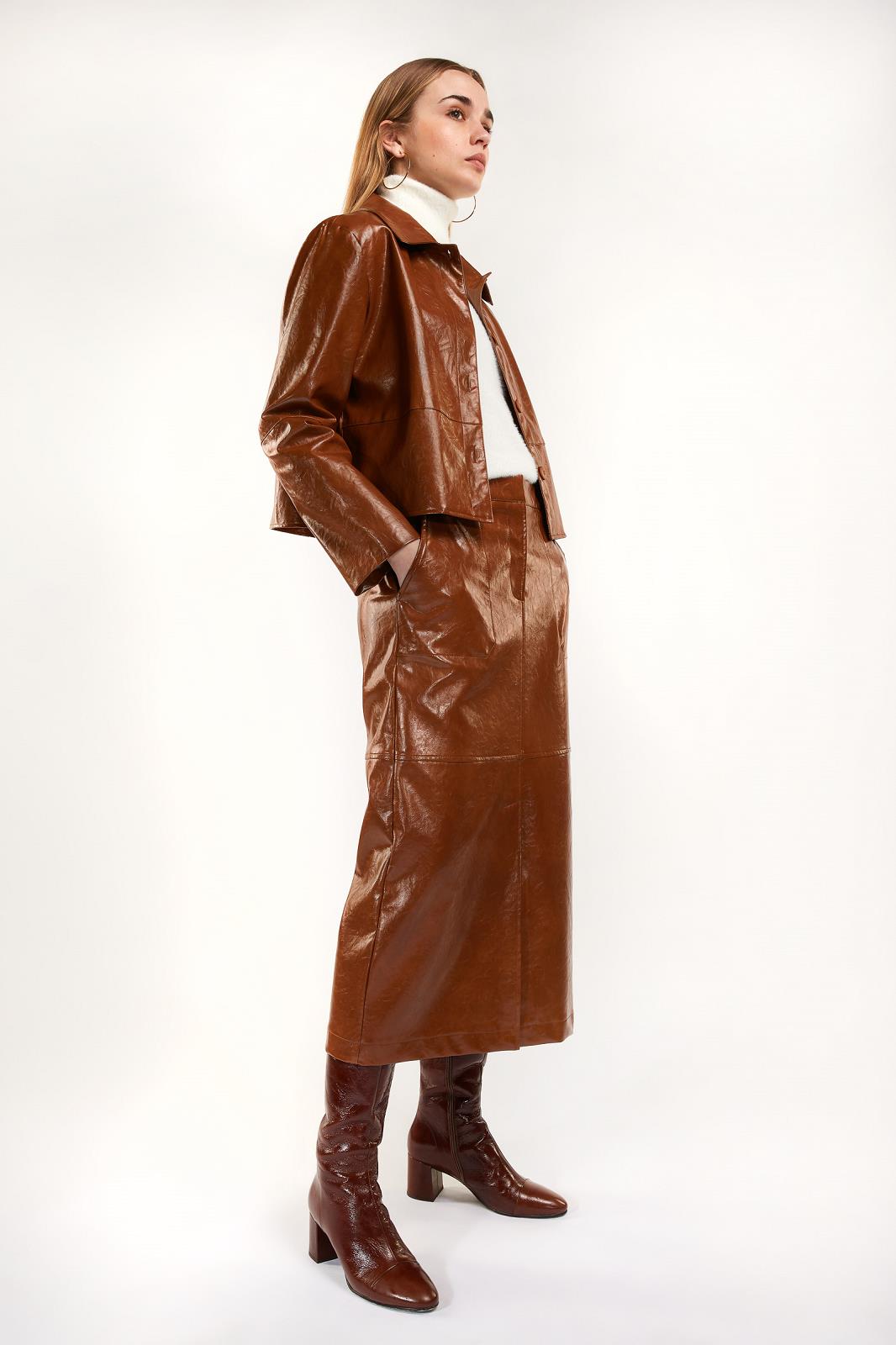 SKIRT N-TIGHT-UNI-COGNAC