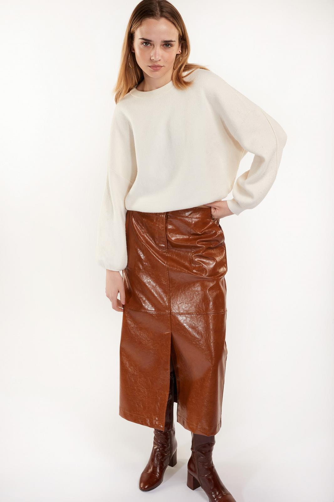 SKIRT N-TIGHT-UNI-COGNAC