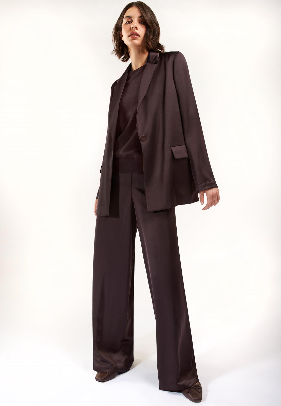 PANTS DRESSED L-*-UNI-BROWN DARK