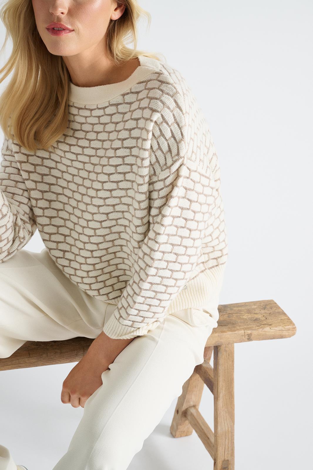 PULL 3/4S-BN-PRINT-BEIGE