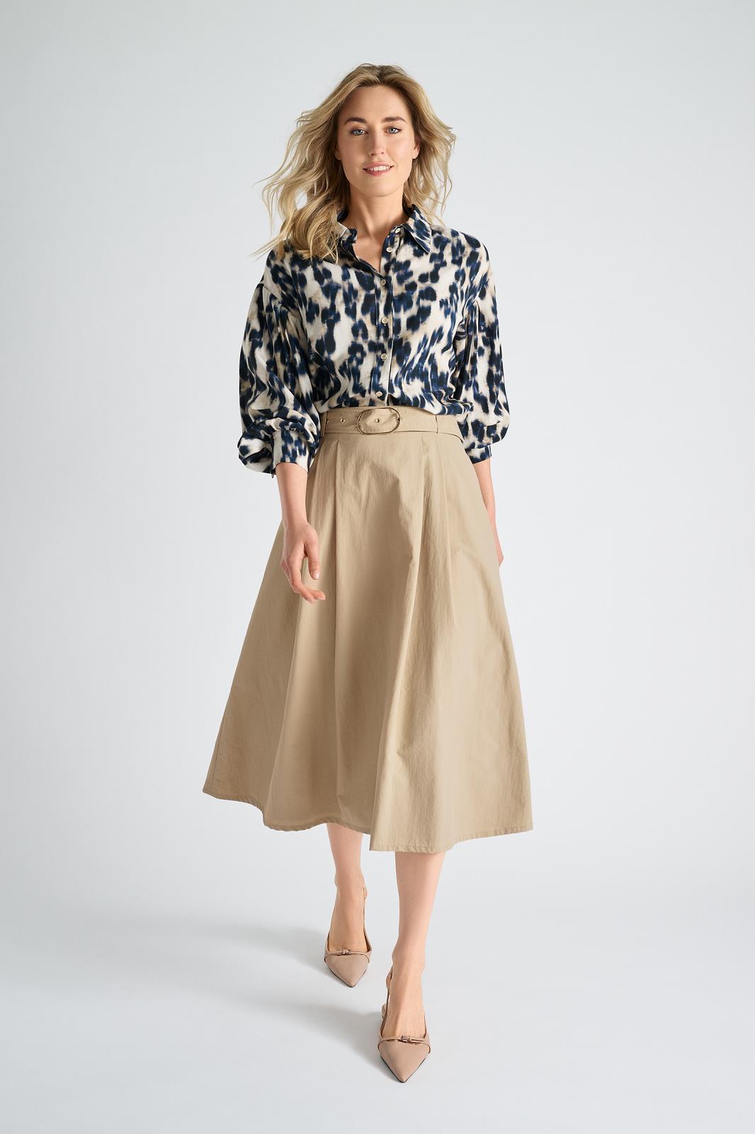 BLOUSE LS-*-PRINT-BEIGE