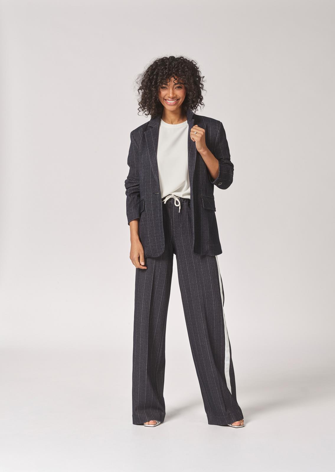 PANTS DRESSED L-*-STRIPE+APPLI-Marine