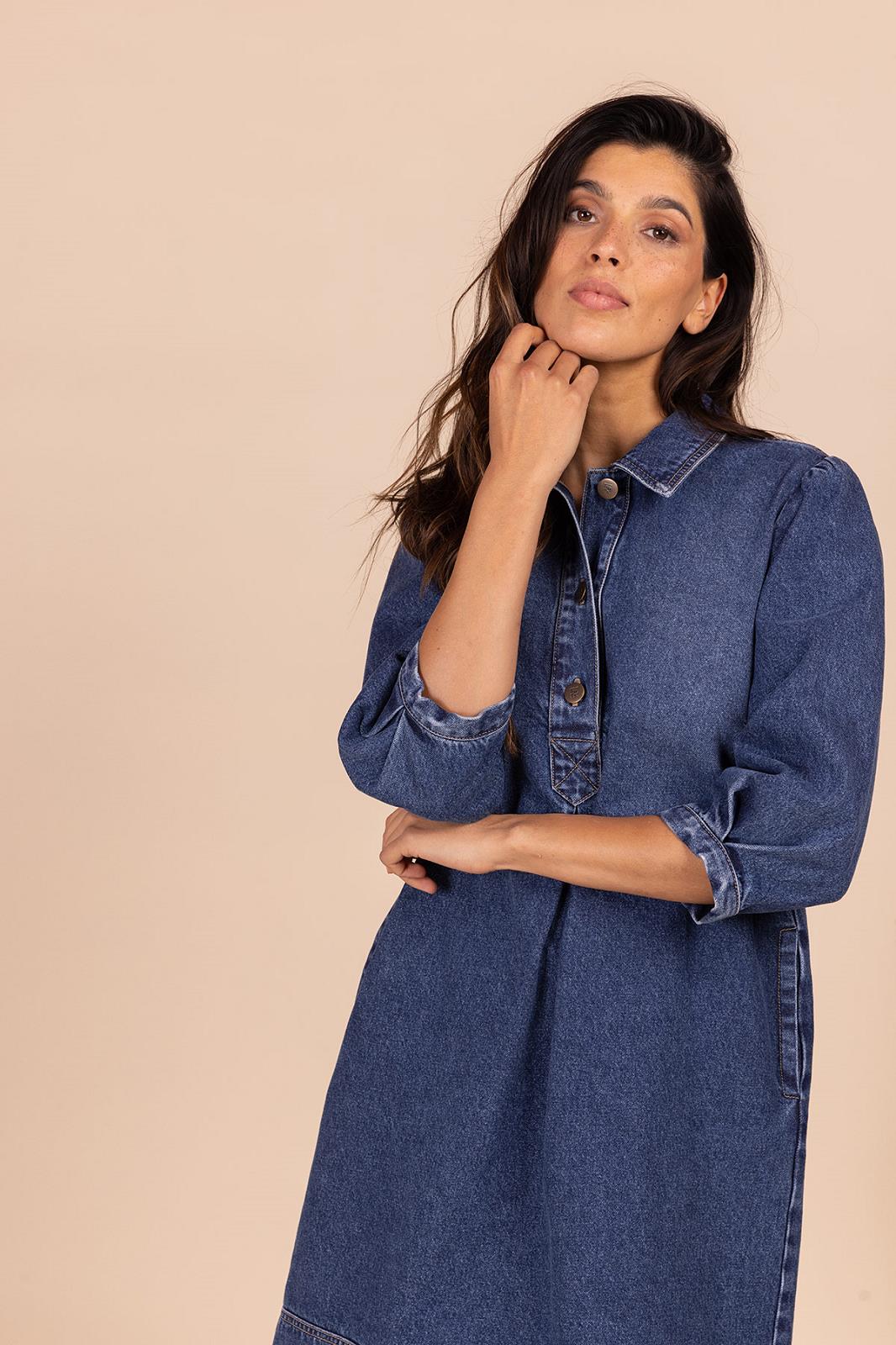 DRESS 3/4S-*-UNI-INDIGO