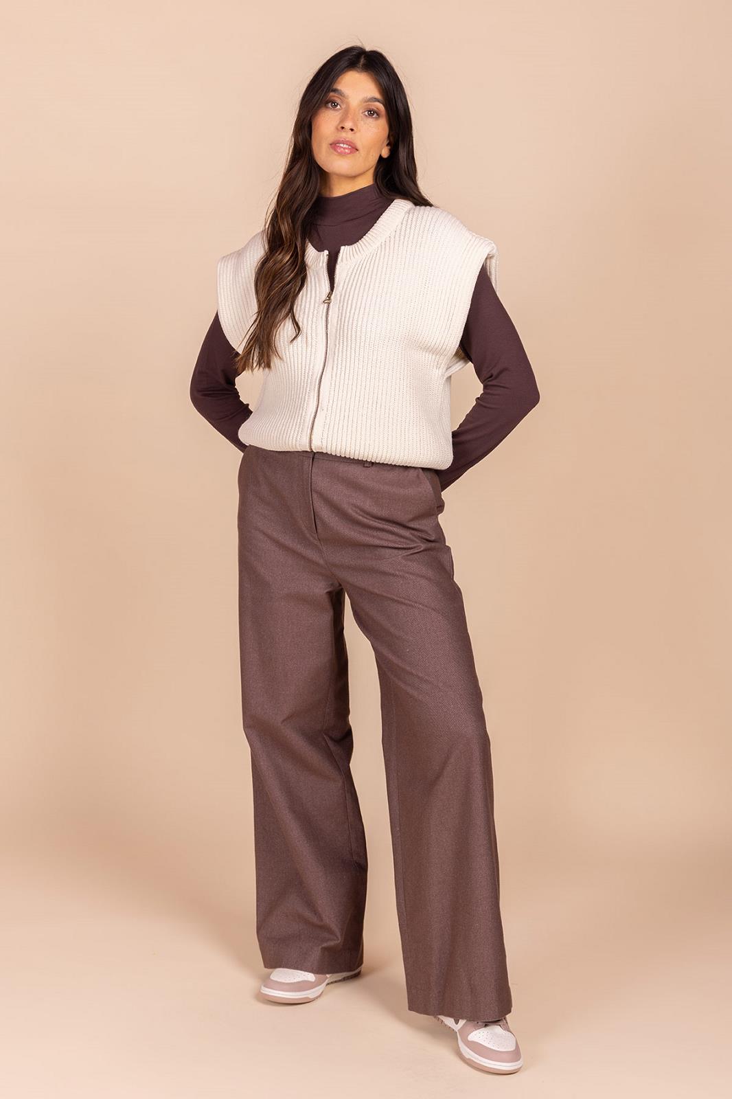 PANTS DRESSED L-*-UNI-BROWN