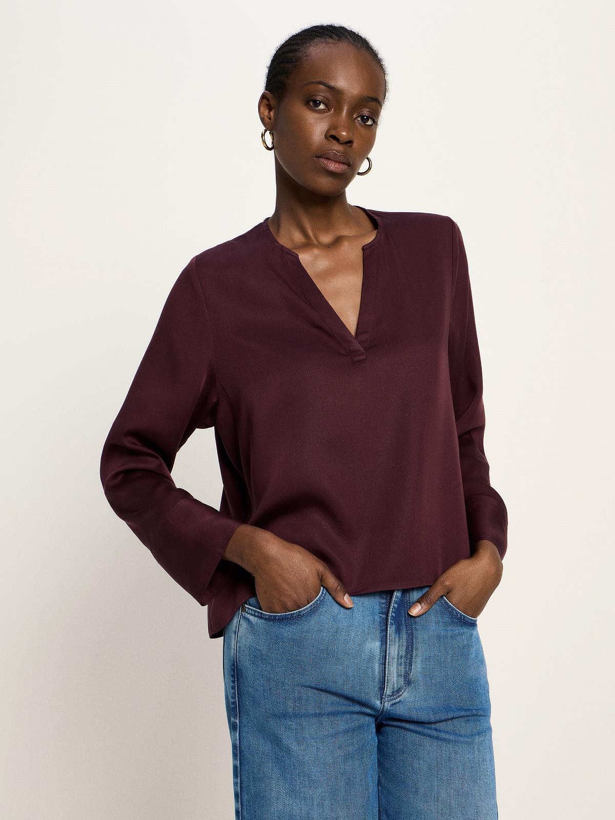 BLOUSE LS-*-UNI-AUBERGINE