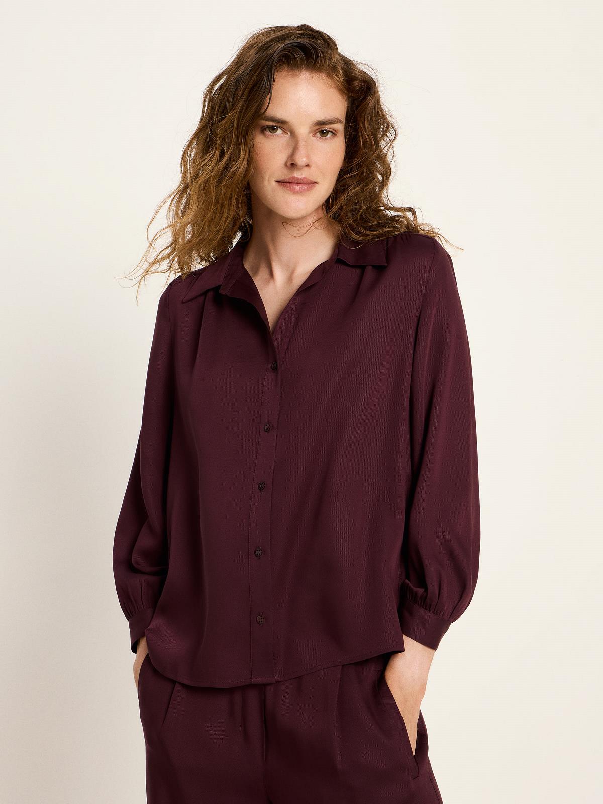 BLOUSE LS-*-UNI-AUBERGINE