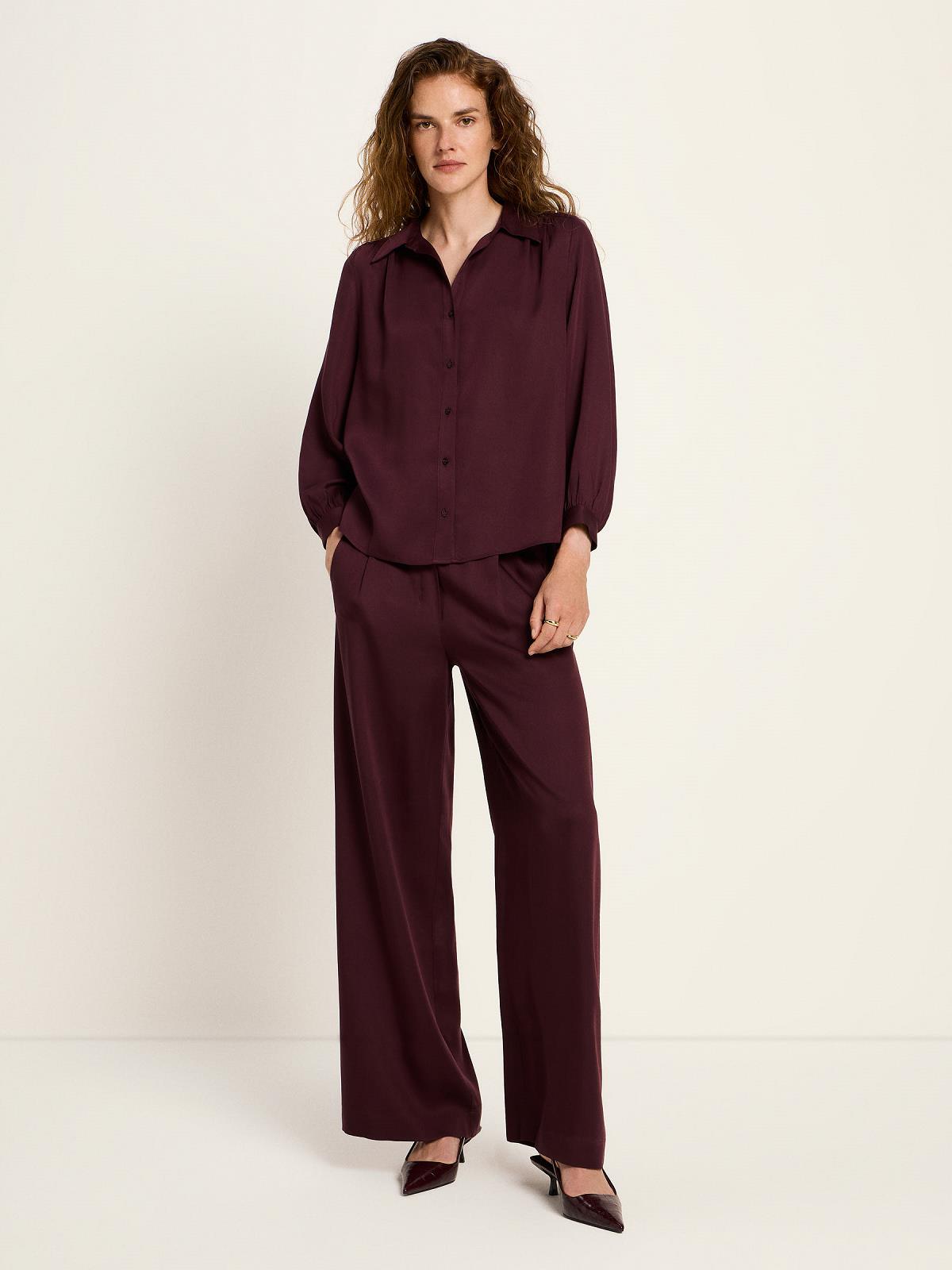 BLOUSE LS-*-UNI-AUBERGINE