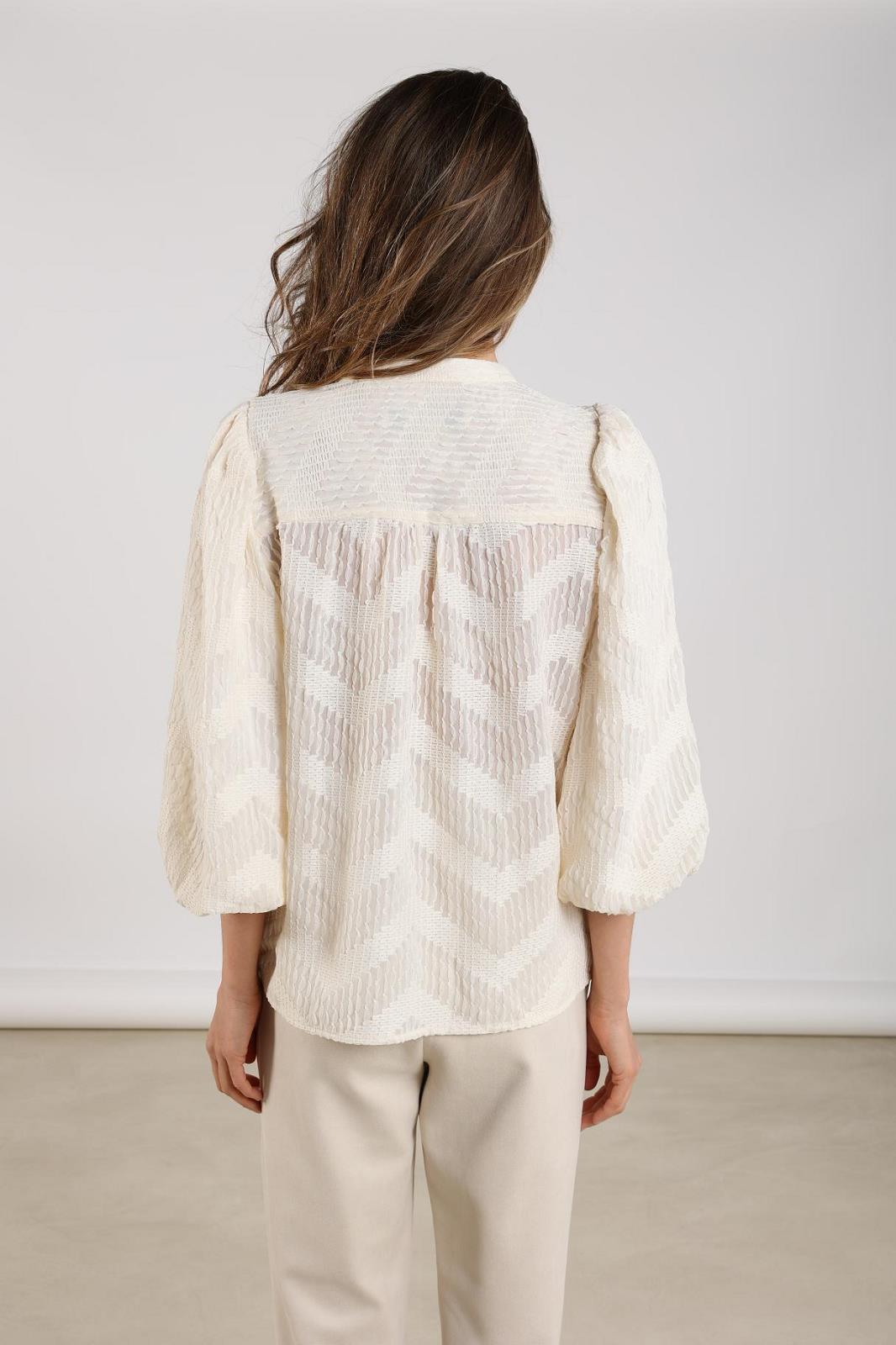 BLOUSE SS-*-UNI+APPLI-OFF-WHITE