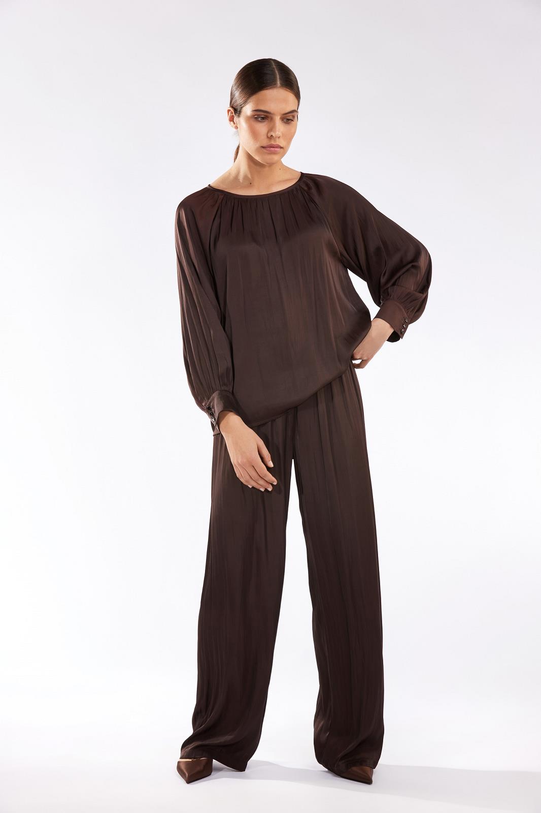 BLOUSE LS-*-UNI-BROWN DARK