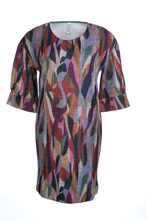 DRESS 3/4S-*-PRINT-MULTICOLOR