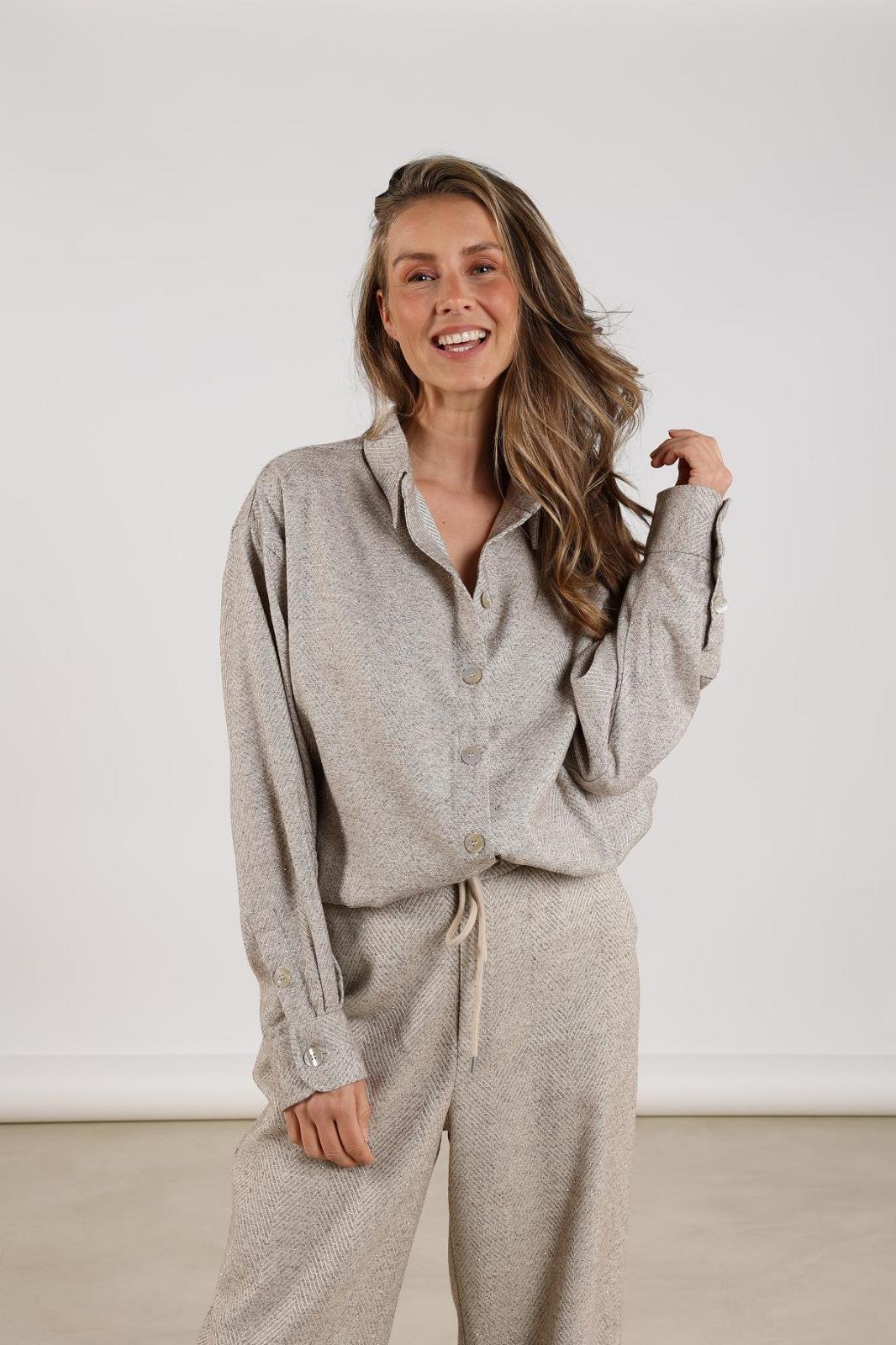 BLOUSE LS-*-UNI+APPLI-BEIGE LIGHT