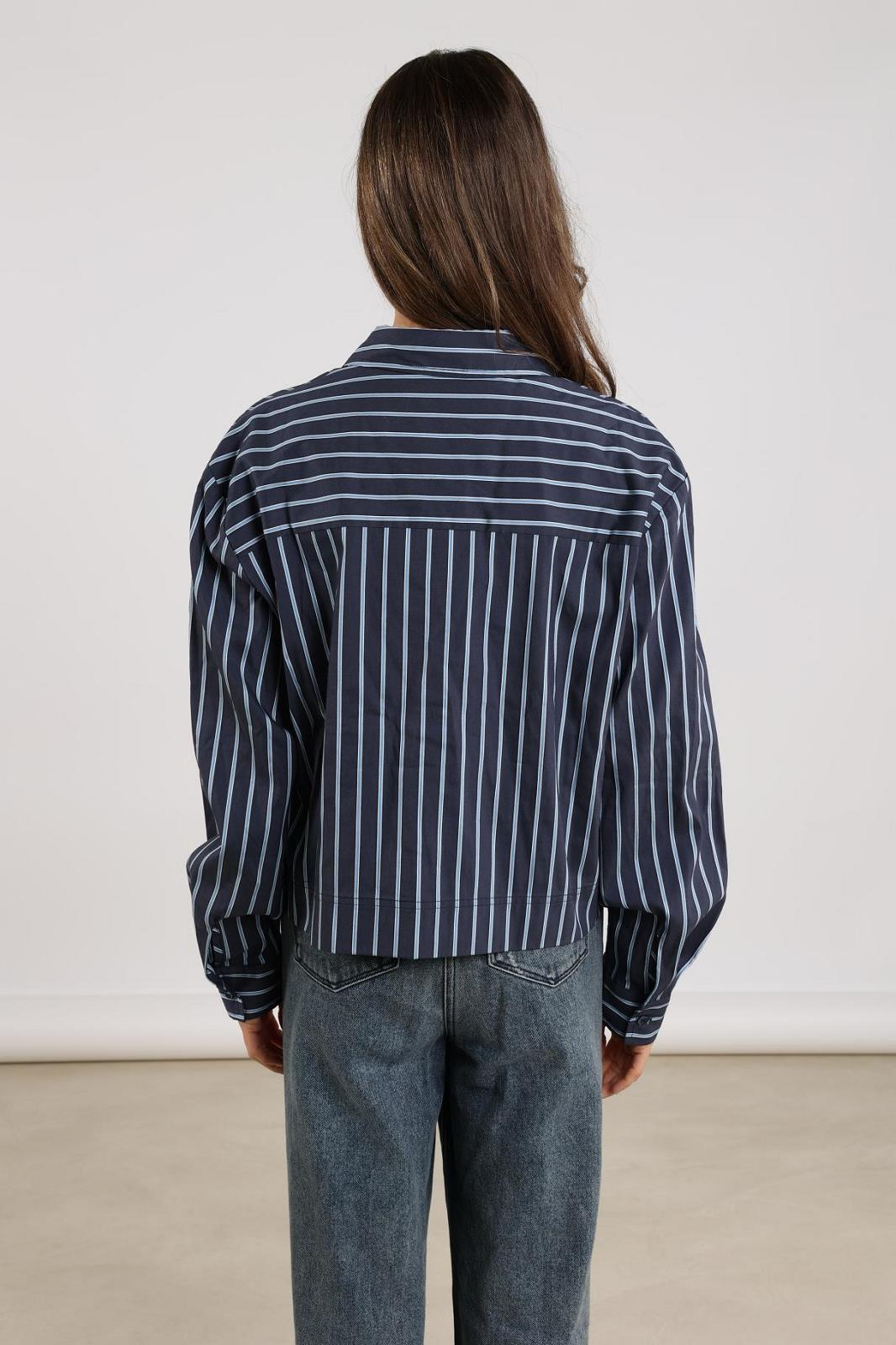 BLOUSE LS-*-STRIPE-BLUE DARK (NAVY)