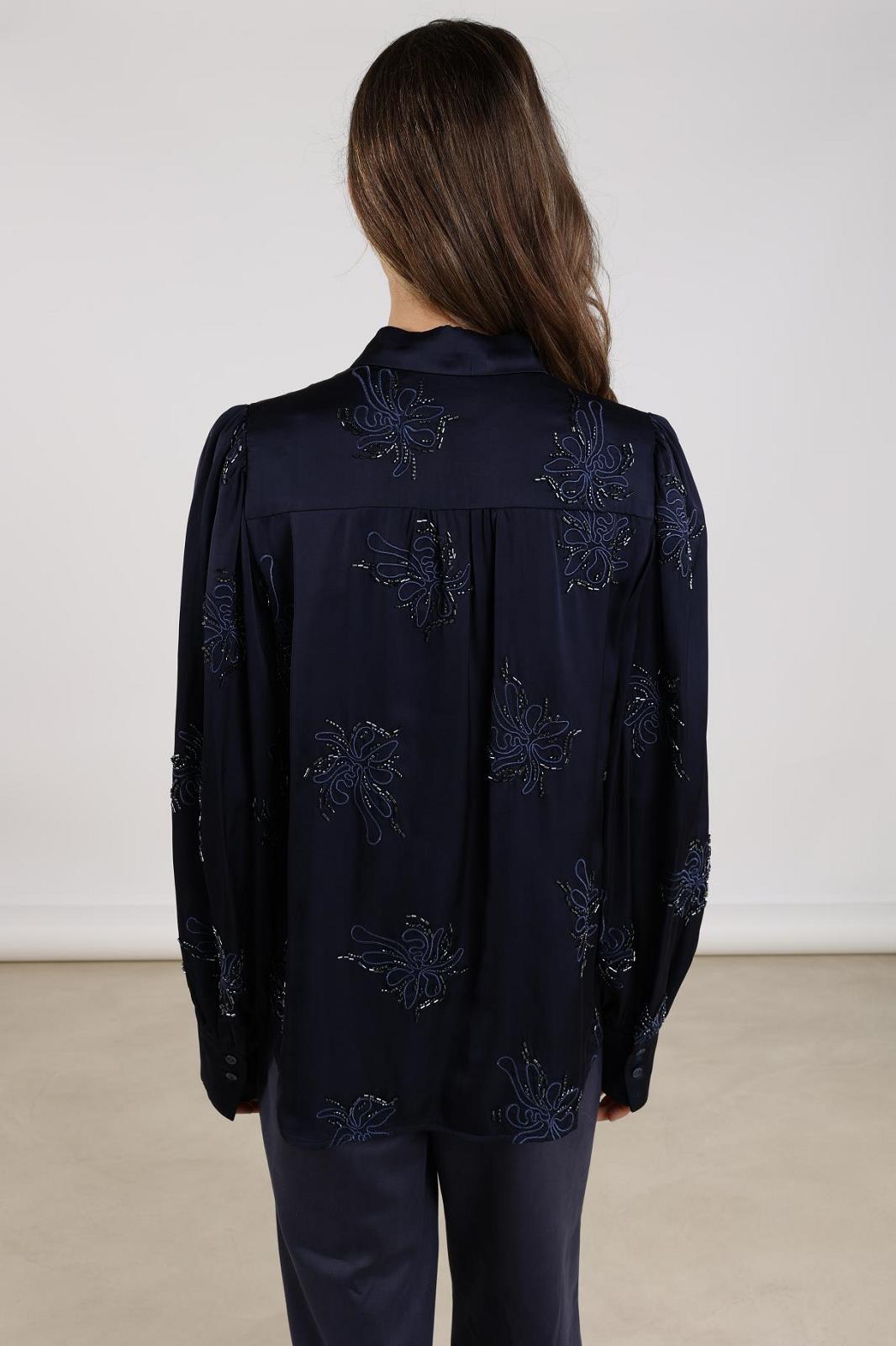 BLOUSE LS-*-UNI+APPLI-BLUE DARK (NAVY)