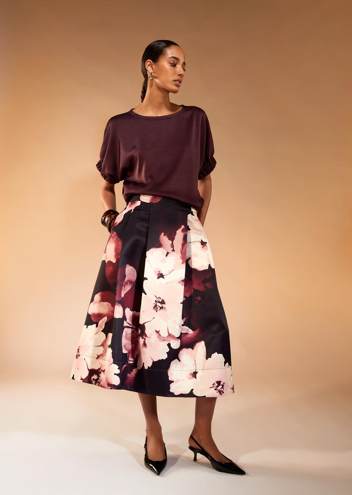 SKIRT N-LOOSE-PRINT-BLACK