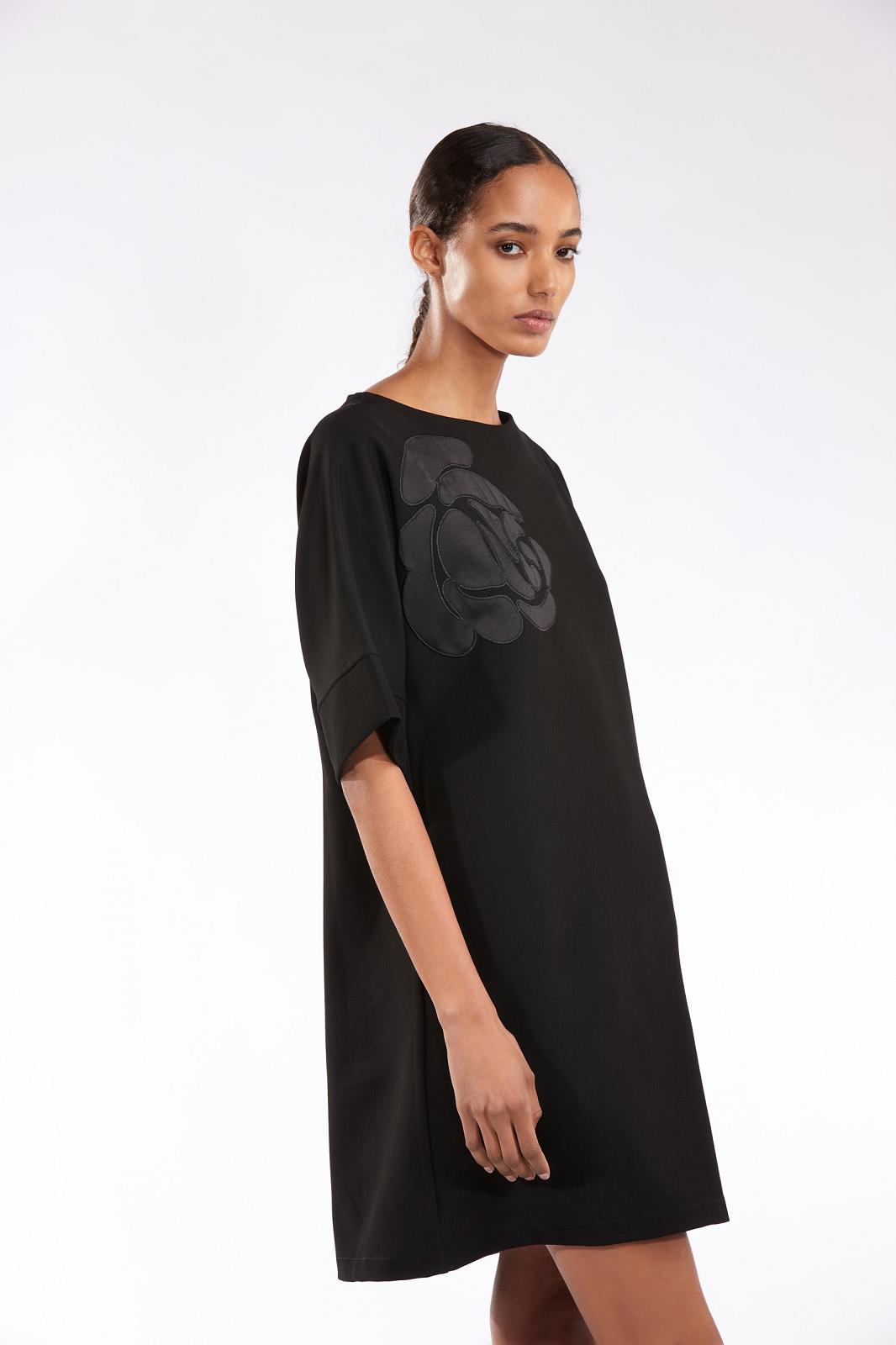 DRESS 3/4S-*-UNI+APPLI-BLACK