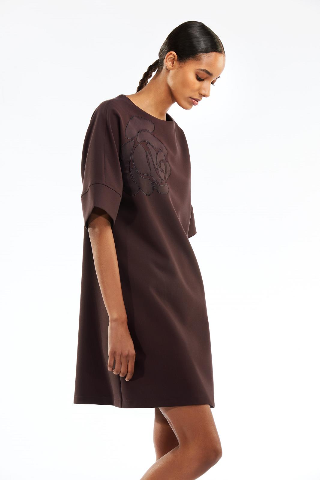 DRESS 3/4S-*-UNI+APPLI-BROWN DARK