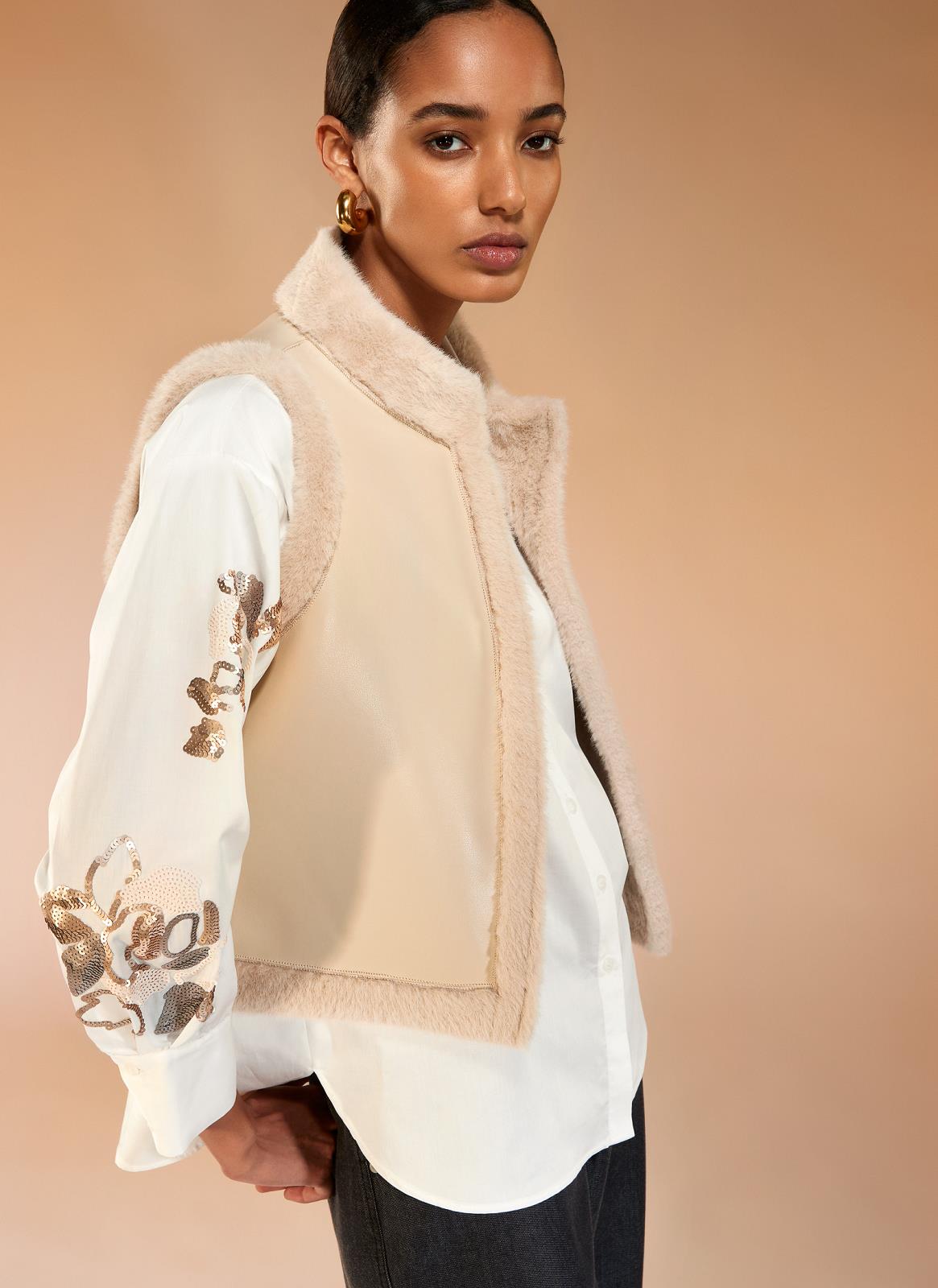 WAISTCOAT-FUR (FAKE)-UNI-BEIGE