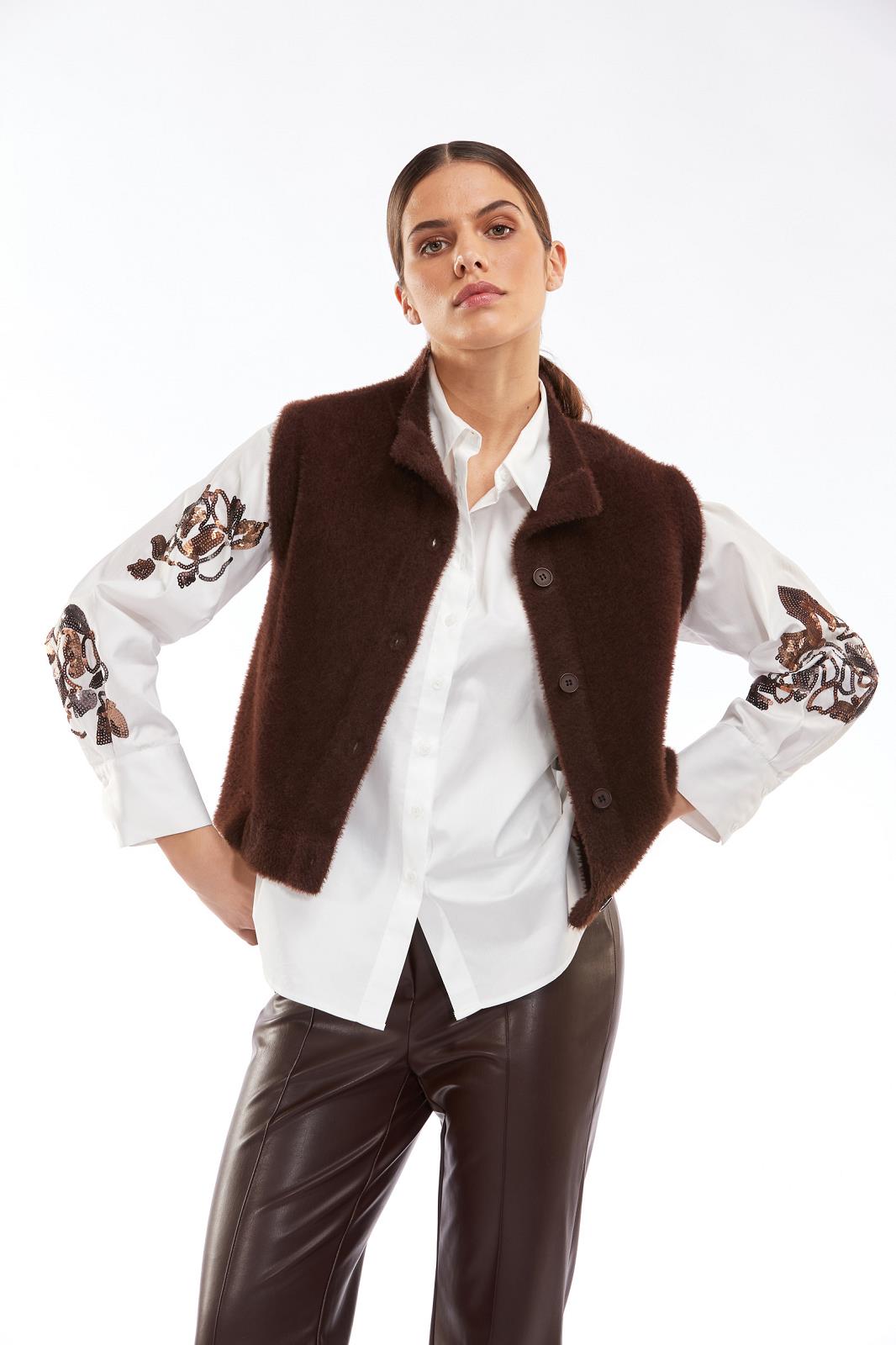 PANTS CASUAL L-LEATHER-UNI-BROWN DARK