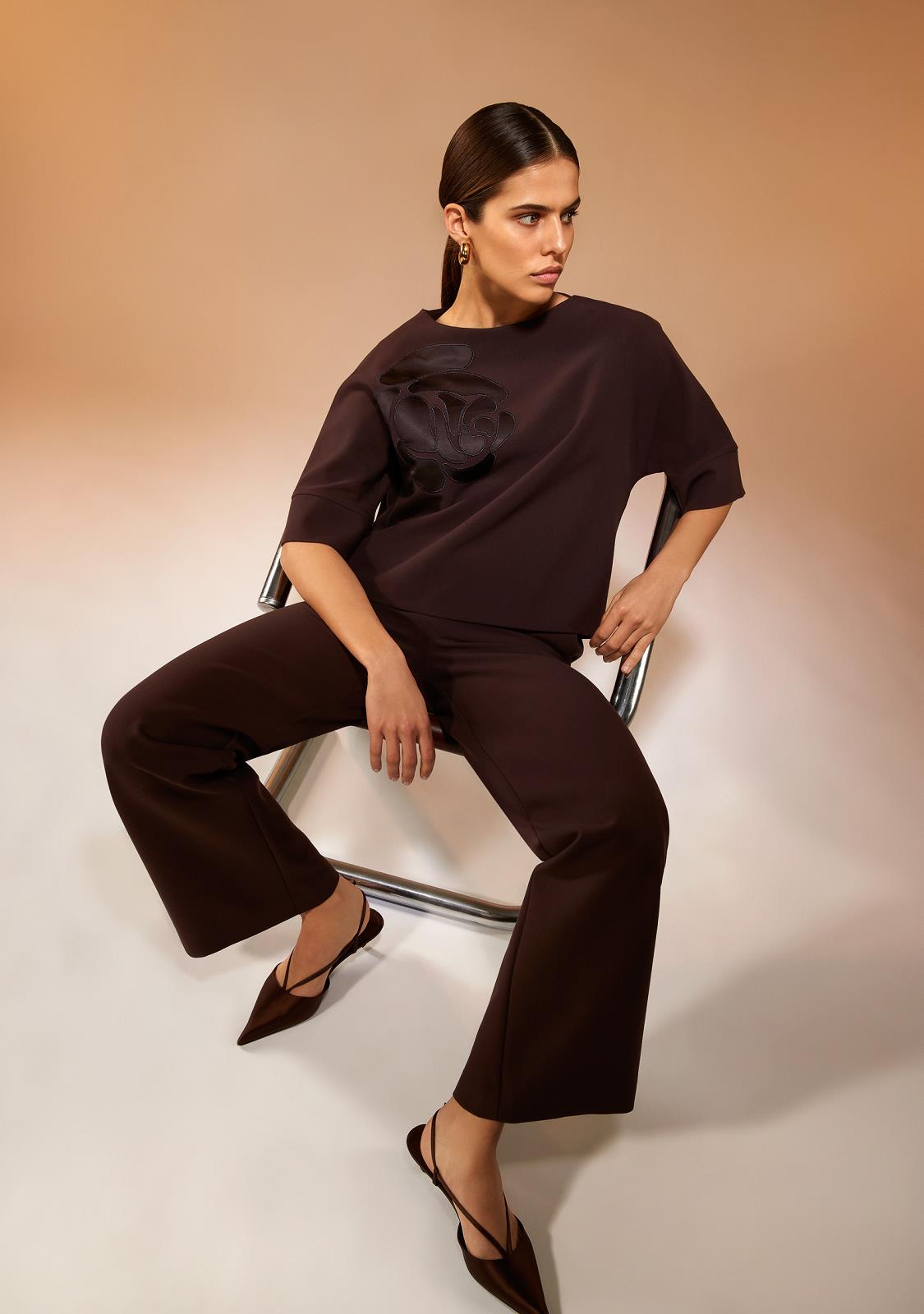 PANTS DRESSED L-*-UNI-BROWN DARK