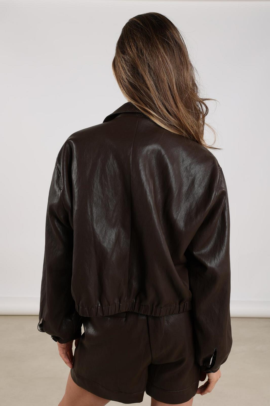 JACKET INDOOR-LEATHER-UNI-BROWN DARK