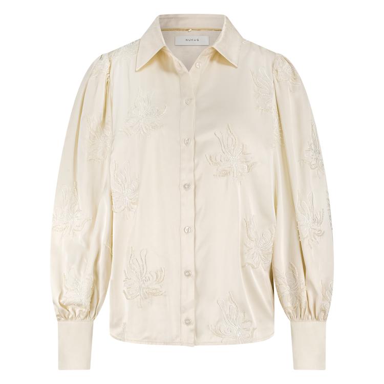 BLOUSE LS-*-UNI+APPLI-BEIGE