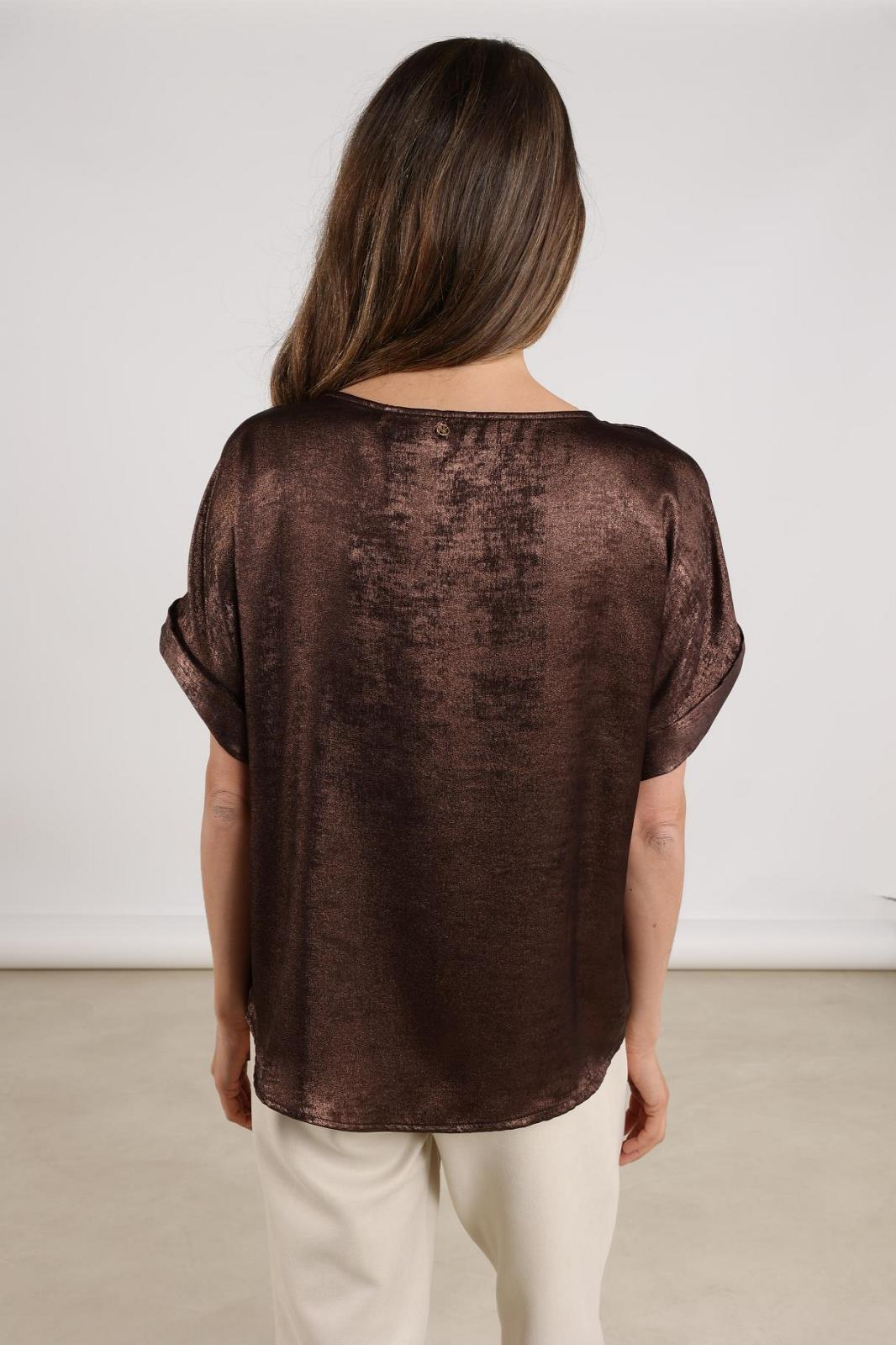 BLOUSE SS-ON-UNI-BROWN
