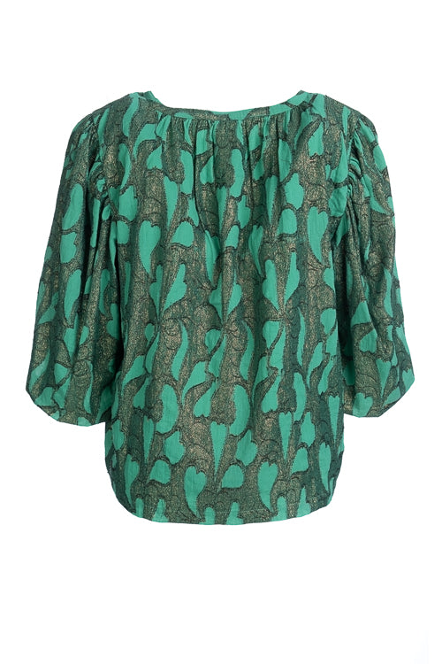BLOUSE 3/4S-*-PRINT-GREEN