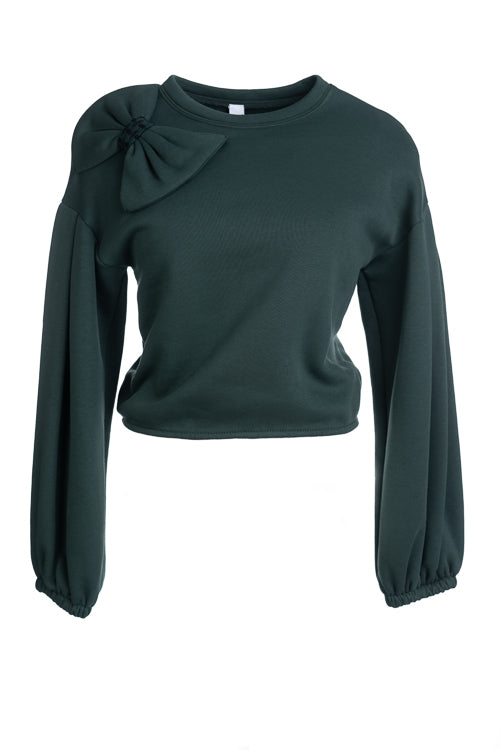 SWEATER LS-ON-UNI+APPLI-GREEN DARK