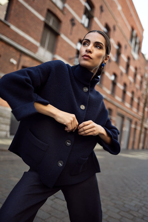 CARDIGAN KNIT N LS-*-UNI-BLUE