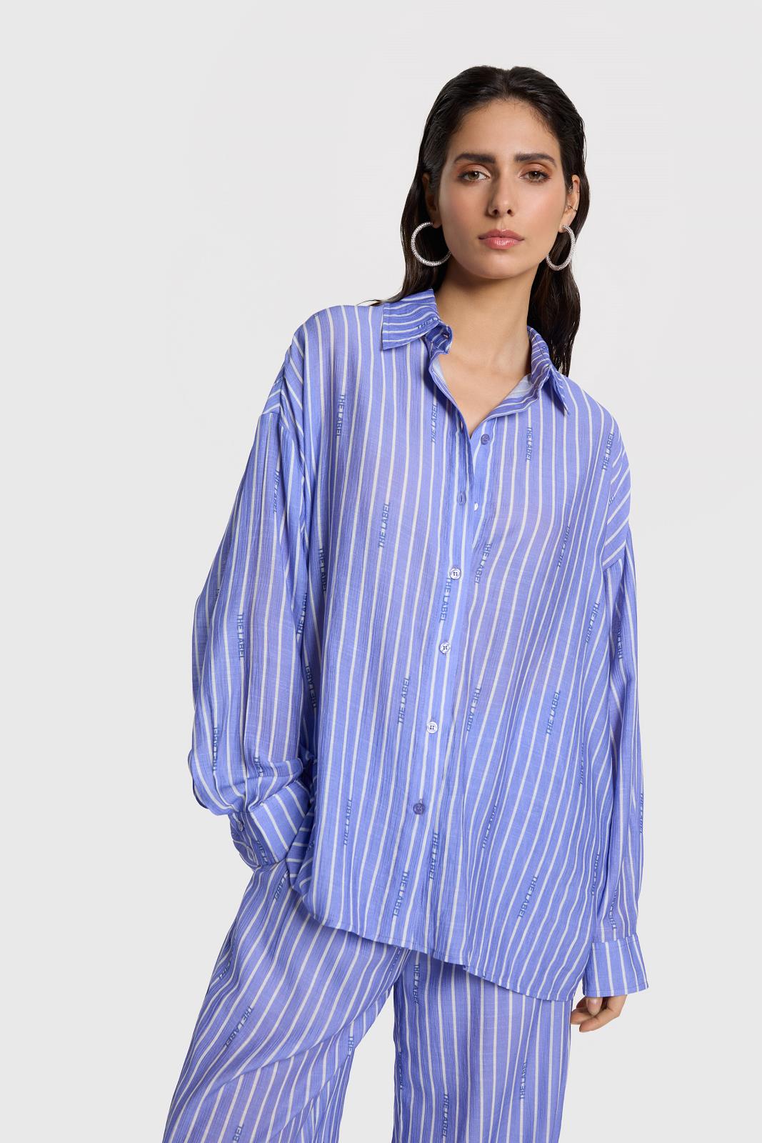 BLOUSE LS-*-STRIPE-INDIGO